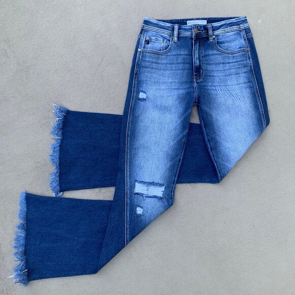 KanCan Denim - KanCan For Maurices Distressed High Rise Slit Frayed Flare Jeans Sz28